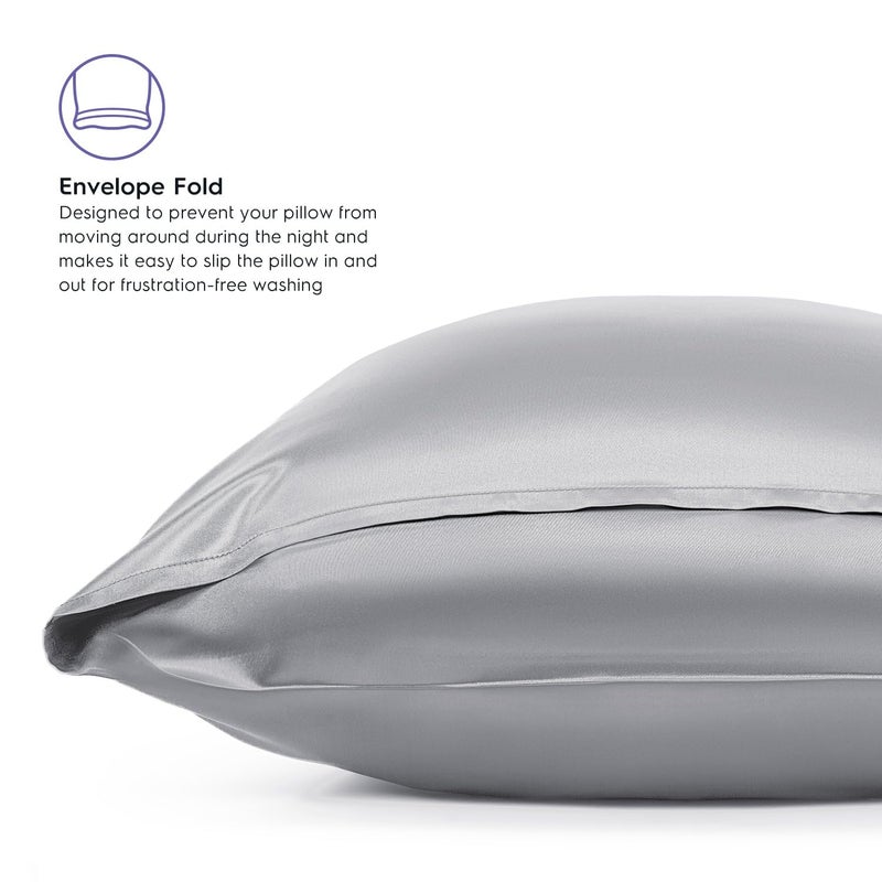Tafts Silk Pillow Cases - 22mm 100% Pure Mulberry 6A Silk Pillowcase for Hair & Skin with Zipper Closure, Cooling, Natural, Organic, Double Sided Pillow Case (Silver Grey, Queen 20x30 1pc) - Image 5